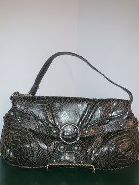 Botkier For Target Pewtar Faux Embossed Snakeskin Clutch Bag W/ Studded Details